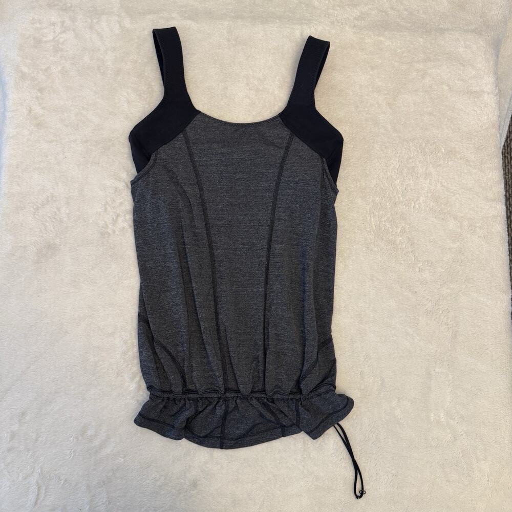 Lululemon Run For Your Life Tank Top Heathered Coal Gray Black Athletic Womens 8
